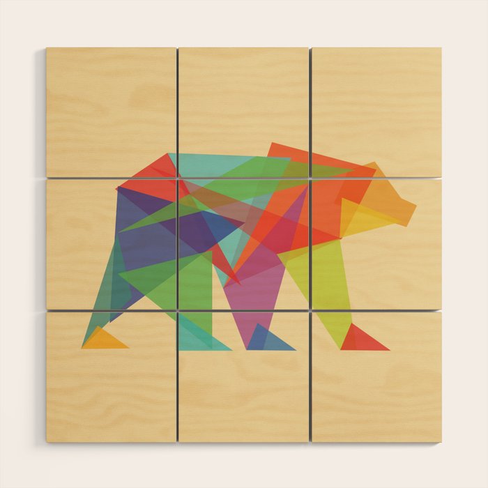 Fractal Geometric bear Wood Wall Art Gallery Image 1