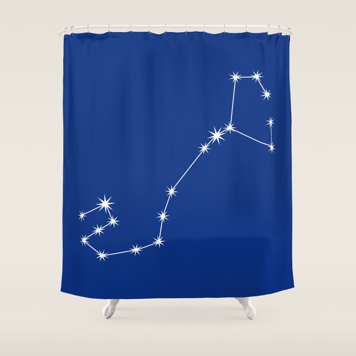 Scorpio Zodiac Star Constellation Line Art Dark Blue Shower Curtain Gallery Image 1