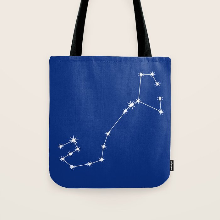 Scorpio Zodiac Star Constellation Line Art Dark Blue Tote Bag Gallery Image 1