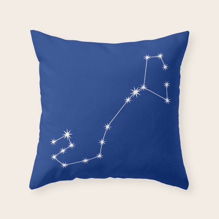 Scorpio Zodiac Star Constellation Line Art Dark Blue Throw Pillow Gallery Image 6