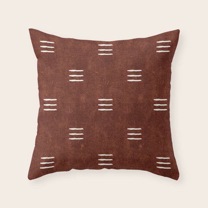 triple dash - rust Throw Pillow Gallery Image 1