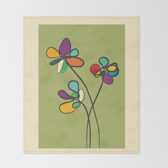 Line Little Wildflowers 1 Throw Blanket Gallery Image 2