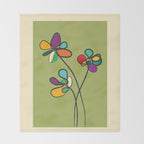 Line Little Wildflowers 1 Throw Blanket Gallery Image 2