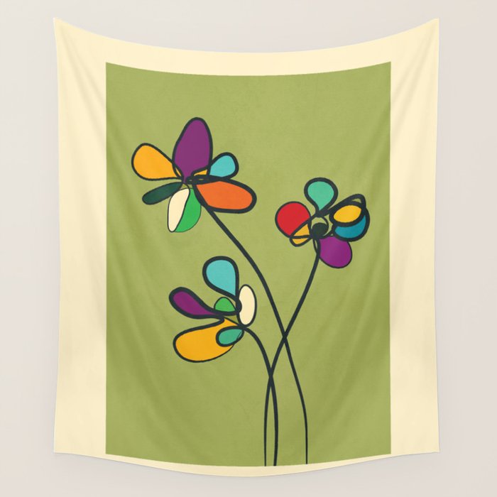Line Little Wildflowers 1 Wall Tapestry Gallery Image 4