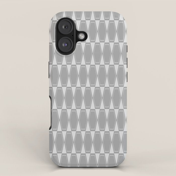 Gray Mid Century Modern Geometric Hexad Pattern iPhone Case Gallery Image 1