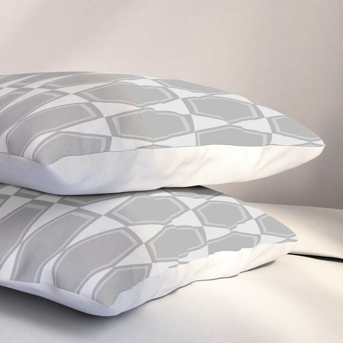 Gray Mid Century Modern Geometric Hexad Pattern Pillow Sham Gallery Image 3