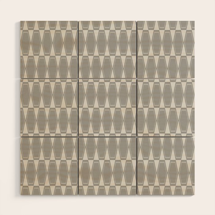 Gray Mid Century Modern Geometric Hexad Pattern Wood Wall Art Gallery Image 1