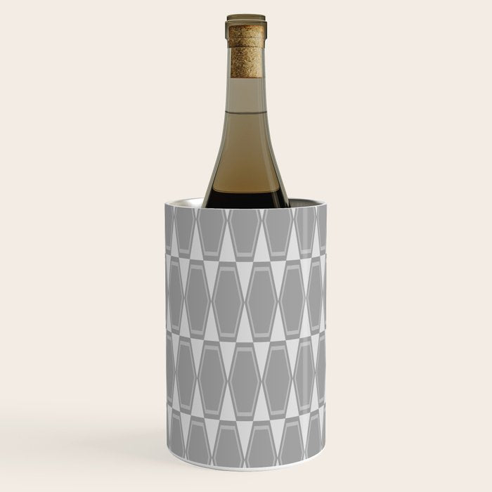 Gray Mid Century Modern Geometric Hexad Pattern Wine Chiller Gallery Image 1