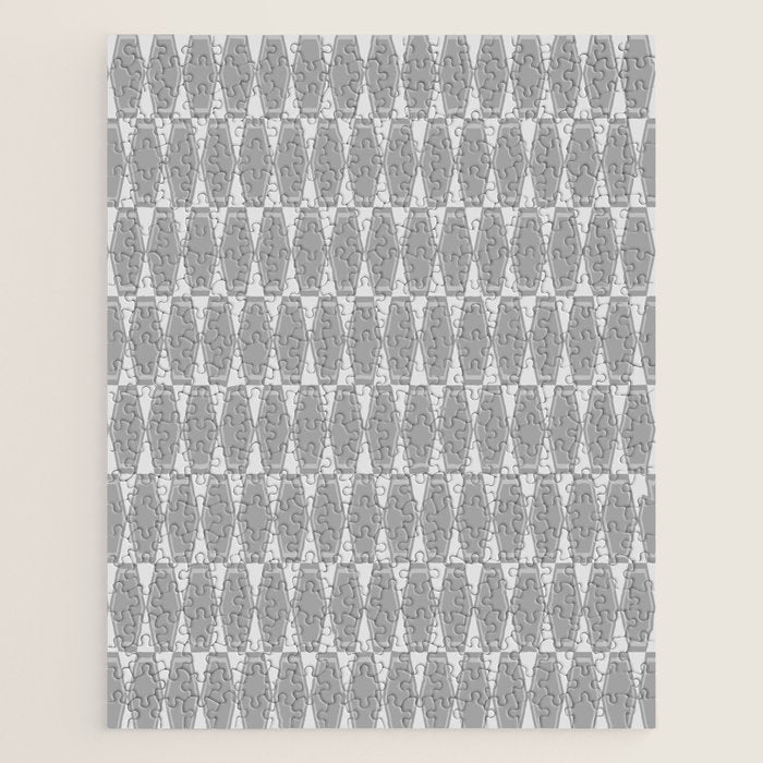 Gray Mid Century Modern Geometric Hexad Pattern Jigsaw Puzzle Gallery Image 1