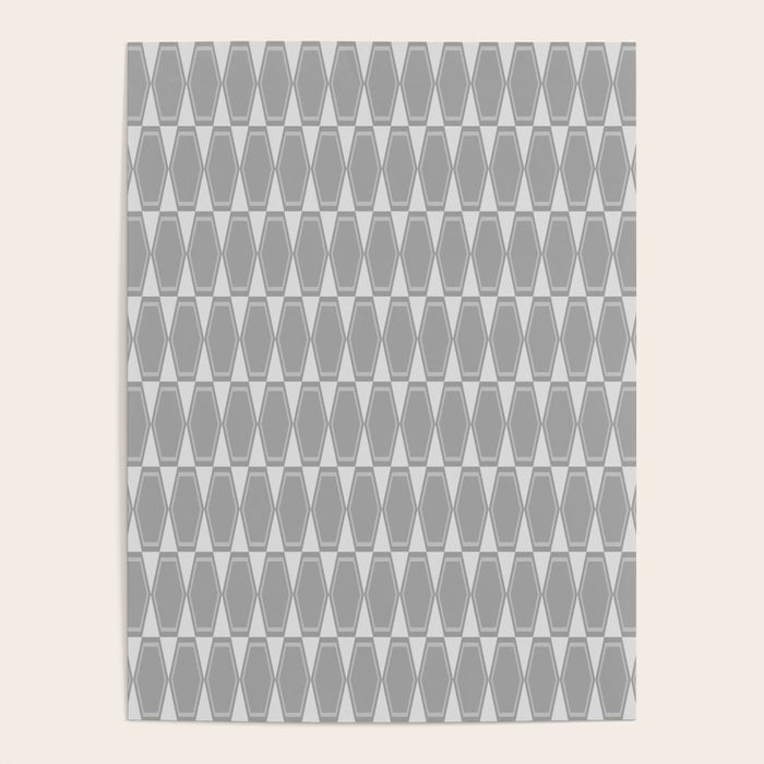 Gray Mid Century Modern Geometric Hexad Pattern Poster Gallery Image 4