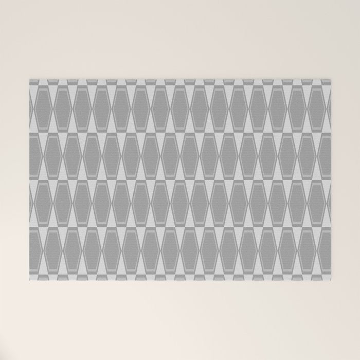 Gray Mid Century Modern Geometric Hexad Pattern Welcome Mat Gallery Image 1