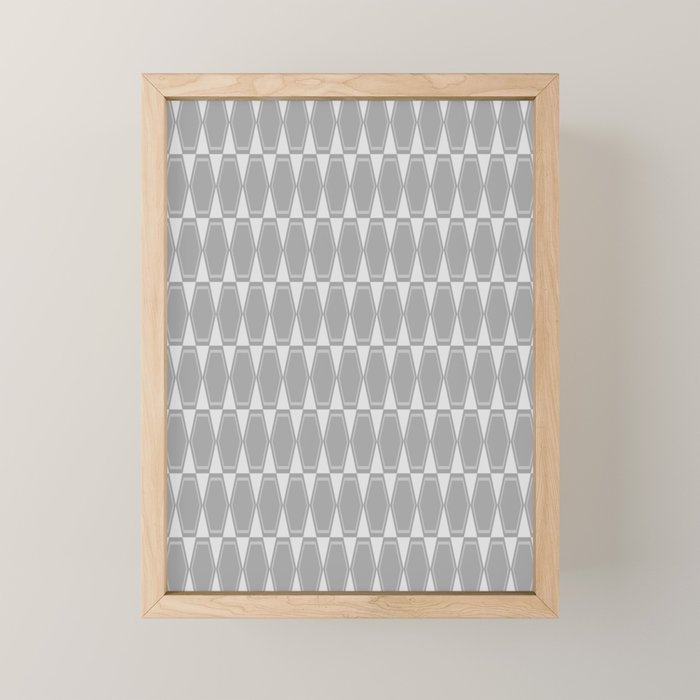 Gray Mid Century Modern Geometric Hexad Pattern Mini Art Print Gallery Image 1