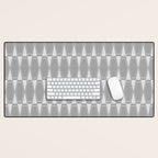 Gray Mid Century Modern Geometric Hexad Pattern Desk Mat Gallery Image 1