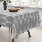 Gray Mid Century Modern Geometric Hexad Pattern Tablecloth Gallery Image 3