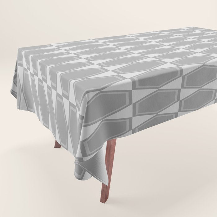 Gray Mid Century Modern Geometric Hexad Pattern Tablecloth Gallery Image 1