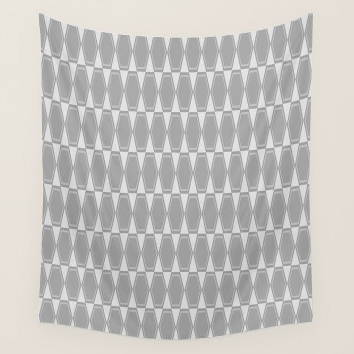 Gray Mid Century Modern Geometric Hexad Pattern Wall Tapestry Gallery Image 1