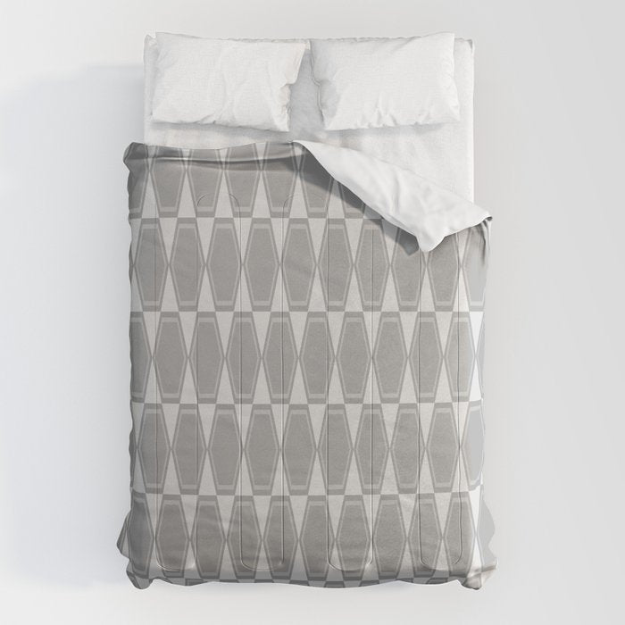 Gray Mid Century Modern Geometric Hexad Pattern Comforter Gallery Image 1