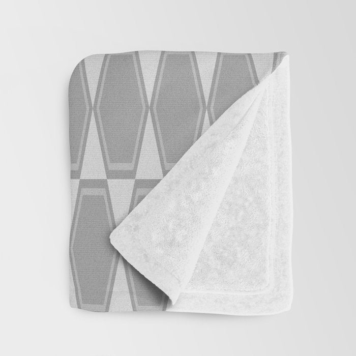 Gray Mid Century Modern Geometric Hexad Pattern Throw Blanket Gallery Image 3