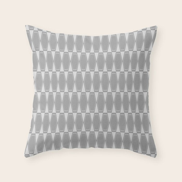 Gray Mid Century Modern Geometric Hexad Pattern Throw Pillow Gallery Image 6