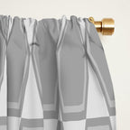 Gray Mid Century Modern Geometric Hexad Pattern Window Curtain Gallery Image 2