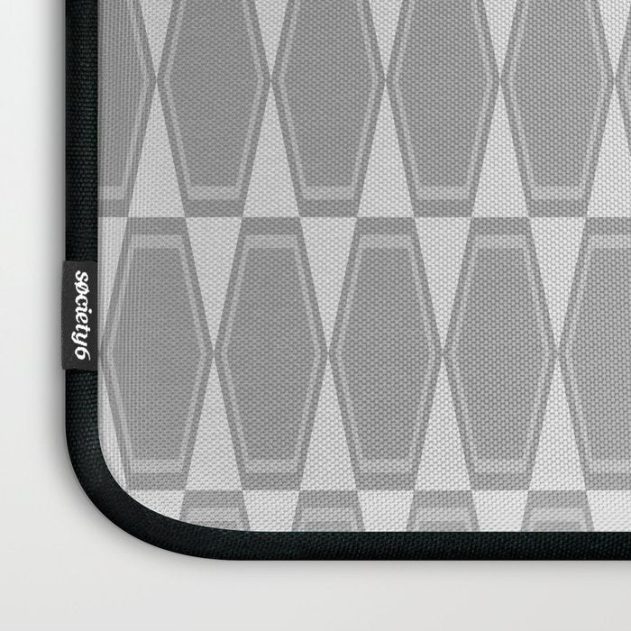 Gray Mid Century Modern Geometric Hexad Pattern Laptop Sleeve Gallery Image 3