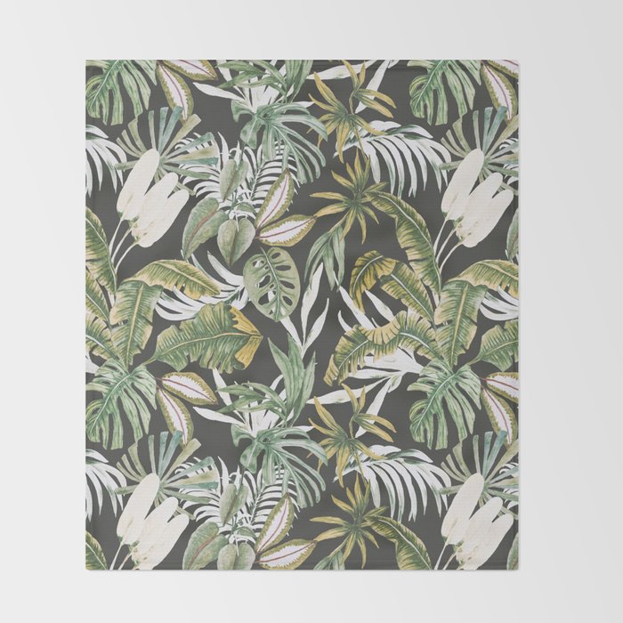 Dark watercolor jungle 1 Throw Blanket Gallery Image 2