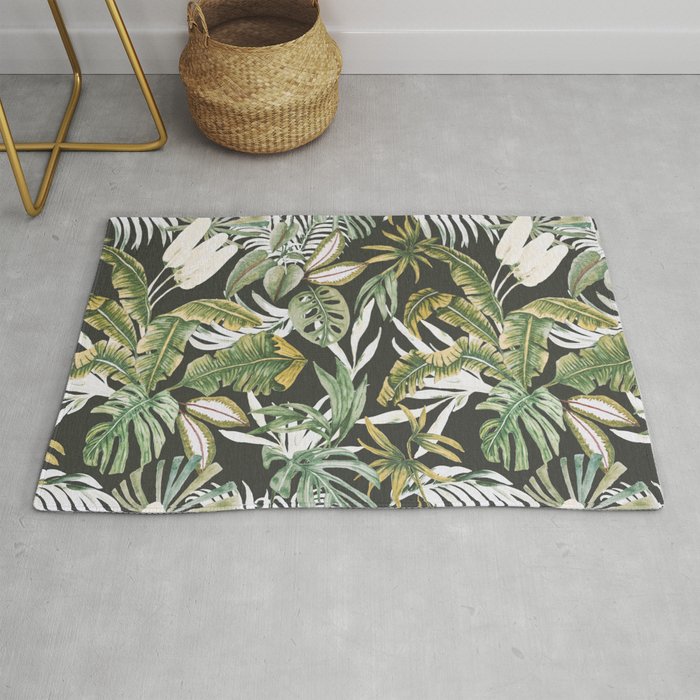 Dark watercolor jungle 1 Rug Gallery Image 1