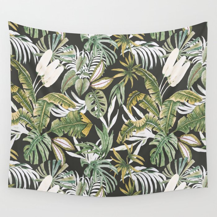 Dark watercolor jungle 1 Wall Tapestry Gallery Image 4