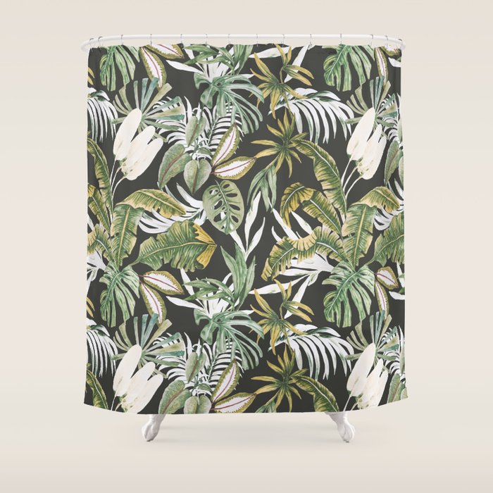 Dark watercolor jungle 1 Shower Curtain Gallery Image 1