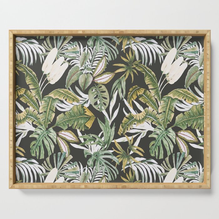 Dark watercolor jungle 1 Serving Tray Gallery Image 1