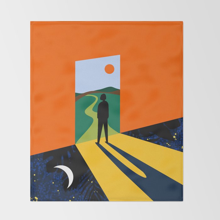 The Path Ahead, Abstract Concept Positivity Growth Mindset People, Eclectic Inspire Bohemian Contemporary Modern Pop Art Throw Blanket Gallery Image 2