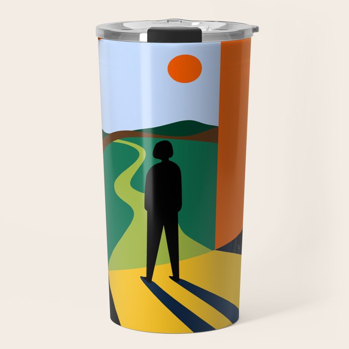 The Path Ahead, Abstract Concept Positivity Growth Mindset People, Eclectic Inspire Bohemian Contemporary Modern Pop Art Travel Mug Gallery Image 1