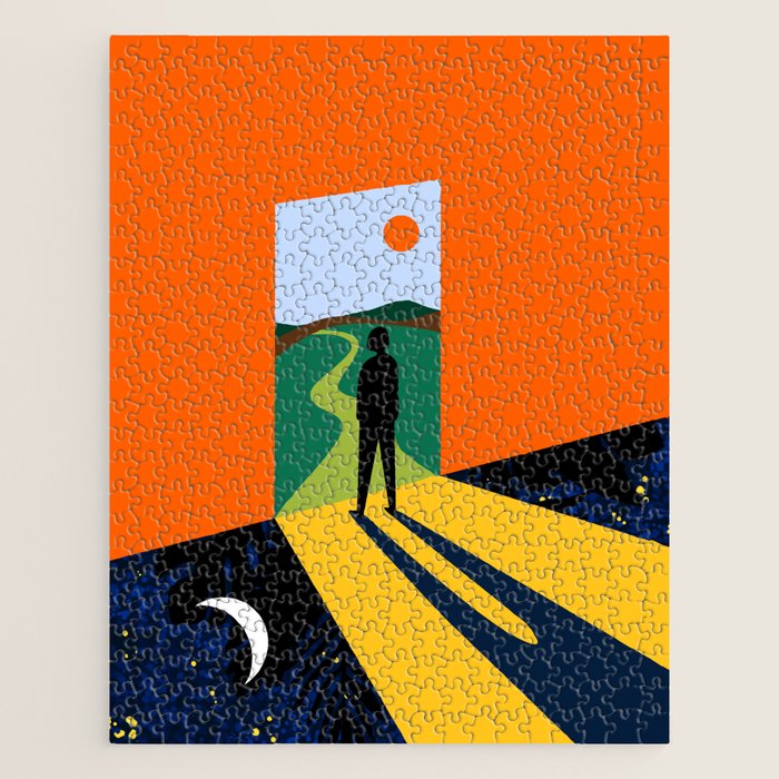 The Path Ahead, Abstract Concept Positivity Growth Mindset People, Eclectic Inspire Bohemian Contemporary Modern Pop Art Jigsaw Puzzle Gallery Image 1