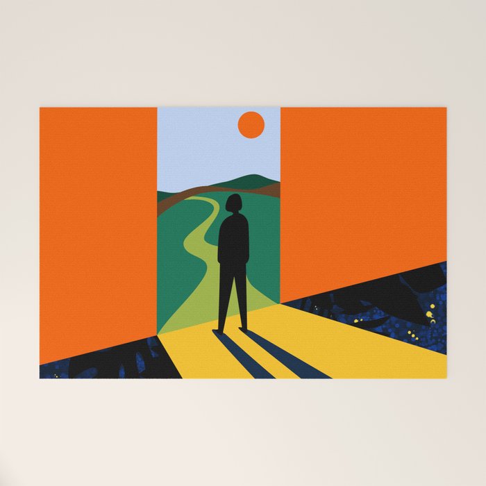 The Path Ahead, Abstract Concept Positivity Growth Mindset People, Eclectic Inspire Bohemian Contemporary Modern Pop Art Welcome Mat Gallery Image 1