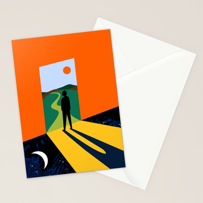 The Path Ahead, Abstract Concept Positivity Growth Mindset People, Eclectic Inspire Bohemian Contemporary Modern Pop Art Stationery Card Gallery Image 2