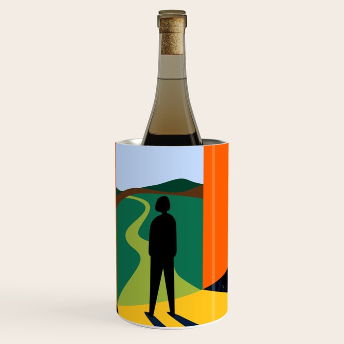 The Path Ahead, Abstract Concept Positivity Growth Mindset People, Eclectic Inspire Bohemian Contemporary Modern Pop Art Wine Chiller Gallery Image 1