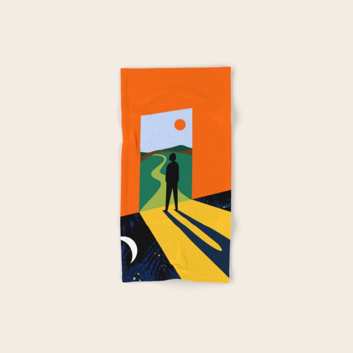 The Path Ahead, Abstract Concept Positivity Growth Mindset People, Eclectic Inspire Bohemian Contemporary Modern Pop Art Bath Towel Gallery Image 1