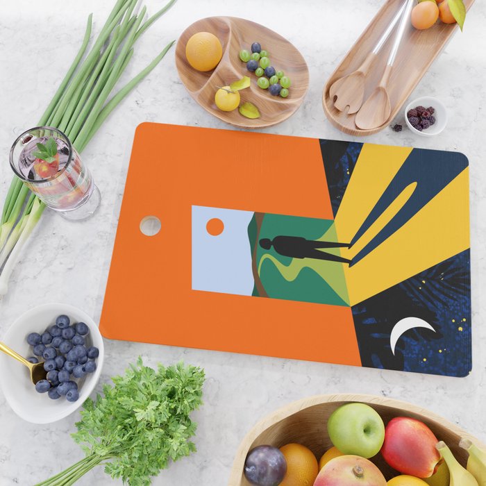 The Path Ahead, Abstract Concept Positivity Growth Mindset People, Eclectic Inspire Bohemian Contemporary Modern Pop Art Cutting Board Gallery Image 2