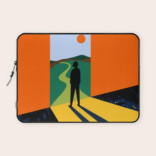 The Path Ahead, Abstract Concept Positivity Growth Mindset People, Eclectic Inspire Bohemian Contemporary Modern Pop Art Laptop Sleeve Gallery Image 1