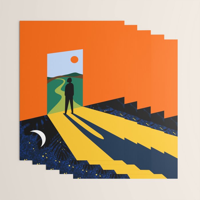 The Path Ahead, Abstract Concept Positivity Growth Mindset People, Eclectic Inspire Bohemian Contemporary Modern Pop Art Wrapping Paper Gallery Image 3