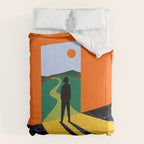 The Path Ahead, Abstract Concept Positivity Growth Mindset People, Eclectic Inspire Bohemian Contemporary Modern Pop Art Comforter Gallery Image 6