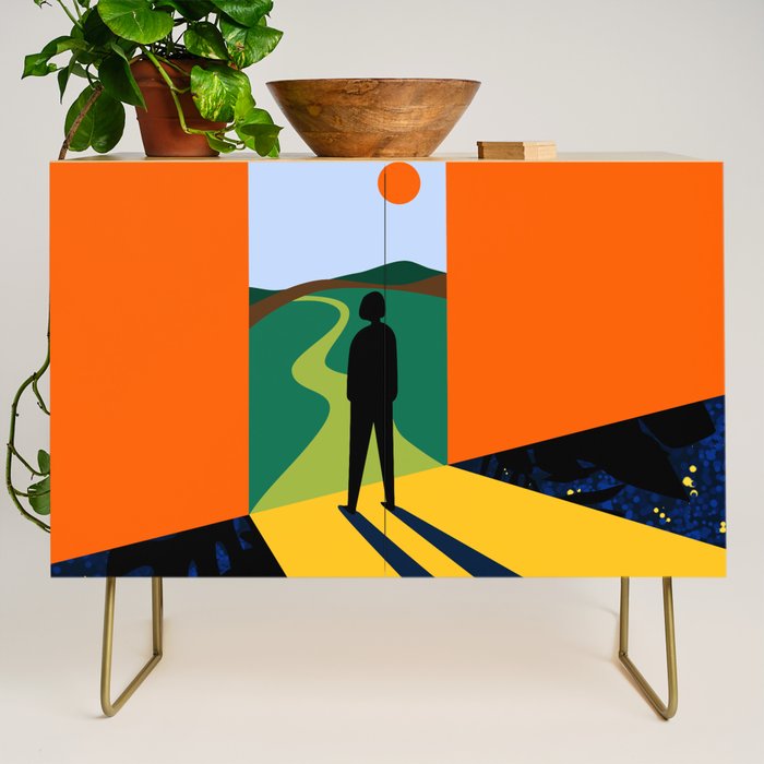 The Path Ahead, Abstract Concept Positivity Growth Mindset People, Eclectic Inspire Bohemian Contemporary Modern Pop Art Credenza Gallery Image 1