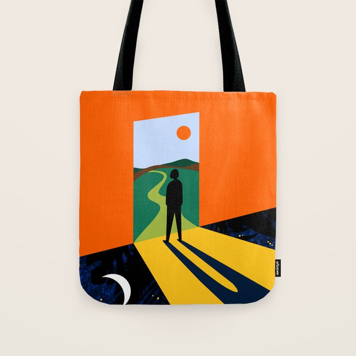 The Path Ahead, Abstract Concept Positivity Growth Mindset People, Eclectic Inspire Bohemian Contemporary Modern Pop Art Tote Bag Gallery Image 1