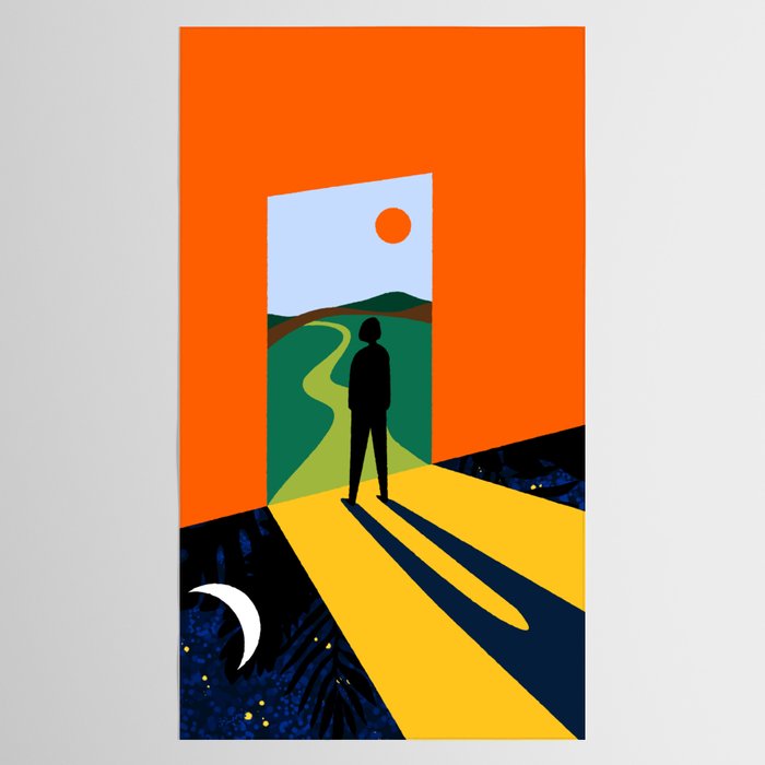 The Path Ahead, Abstract Concept Positivity Growth Mindset People, Eclectic Inspire Bohemian Contemporary Modern Pop Art Tablecloth Gallery Image 2