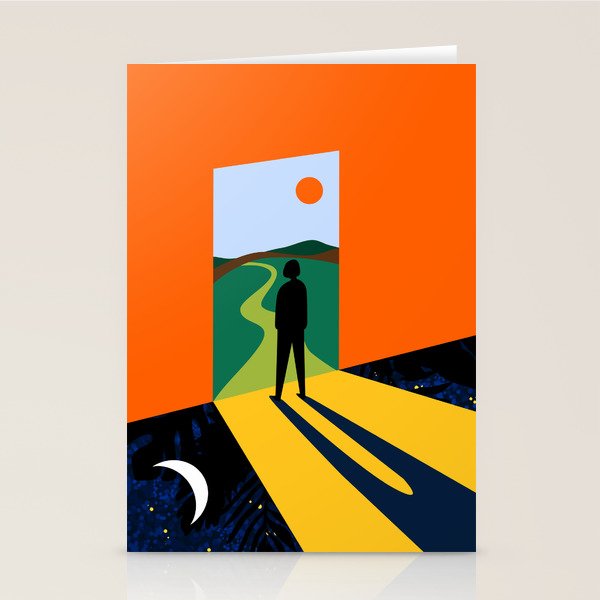 The Path Ahead, Abstract Concept Positivity Growth Mindset People, Eclectic Inspire Bohemian Contemporary Modern Pop Art Stationery Card Gallery Image 2