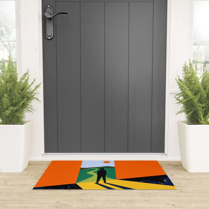 The Path Ahead, Abstract Concept Positivity Growth Mindset People, Eclectic Inspire Bohemian Contemporary Modern Pop Art Welcome Mat Gallery Image 3