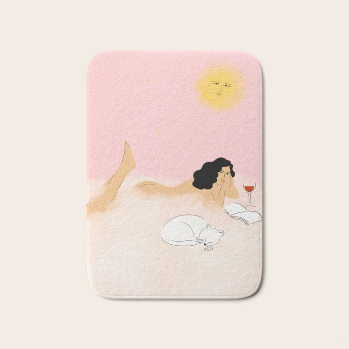 Clouds, Wine and Cat Bath Mat Gallery Image 1
