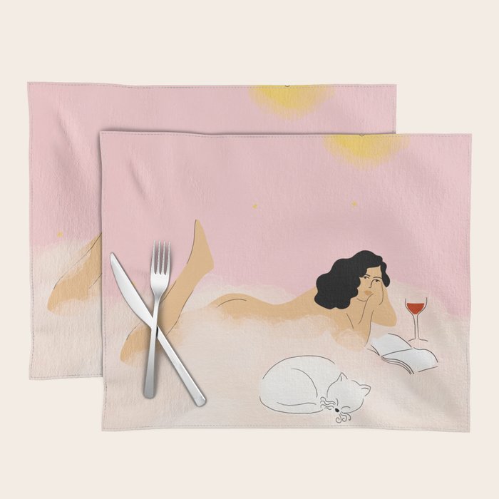 Clouds, Wine and Cat Placemat Gallery Image 1