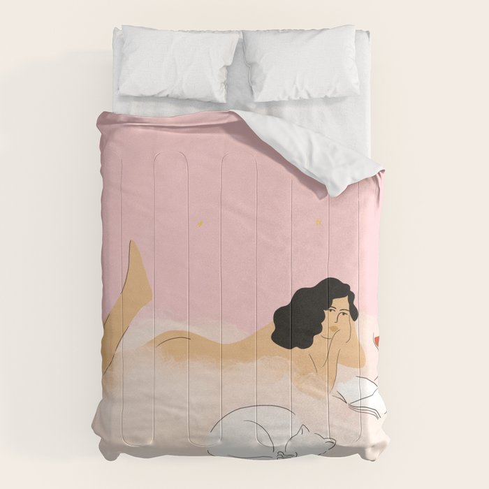 Clouds, Wine and Cat Comforter Gallery Image 1