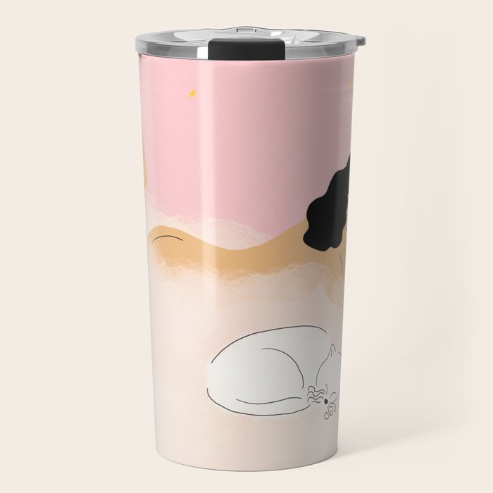 Clouds, Wine and Cat Travel Mug Gallery Image 1